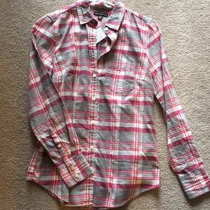 NWT J. Crew XXS pink gray plaid flannel